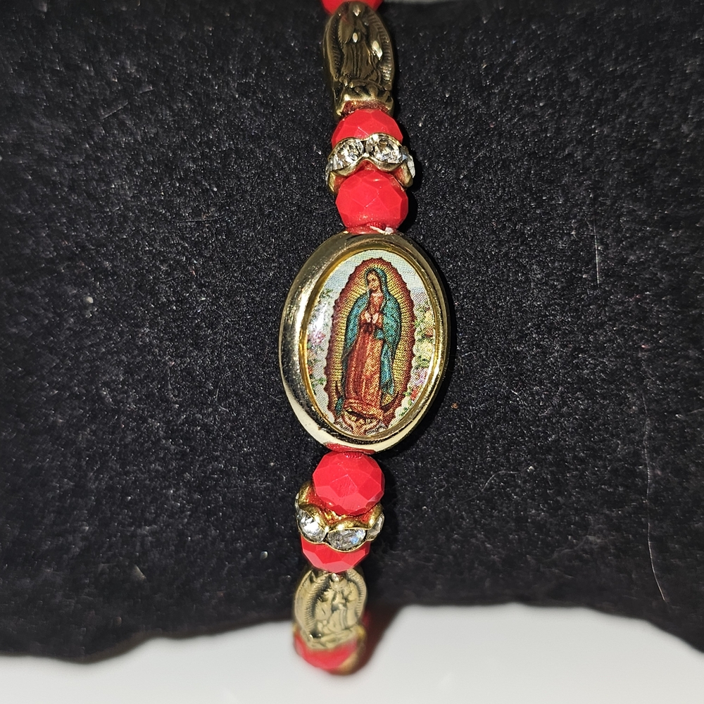 Gold and Red Religious Bracelet Fabric